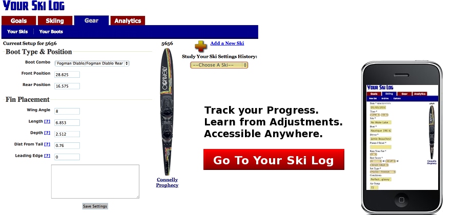 Use YourSkiLog to track your water skiing progress